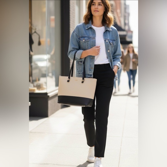 Handbags - Lovevook Elegant Two-Tone Tote Bag